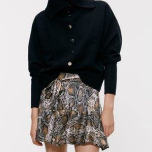Zara Snakeskin Print Skort with Removable Belt
